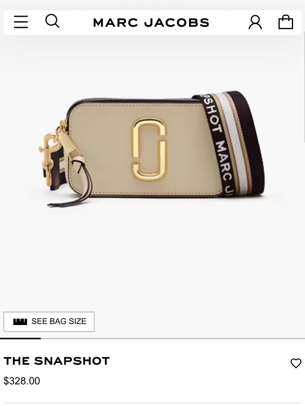 Marc Jacobs Beige Leather Snapshot Crossbody with Branded Strap